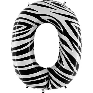 G 40"/102см Цифра, 0 Анималистика, Пятнистый окрас, Зебра, 1 шт. / 1 шт / (Италия)
