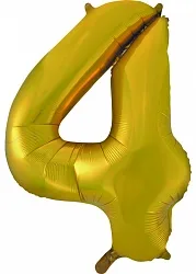 F 34"/86 см Цифра "4", Золото/ 1 шт /(Китай)