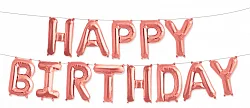 F 16"/41см Набор шаров-букв "Happy Birthday" Розовое золото, в упаковке, 1 шт.(Китай)