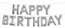 F 16"/41 см Надпись "Happy Birthday, Серебро, 1 шт. / Китай