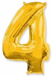 И 40"/102см Цифра "4", Золото, / 1 шт (Испания)