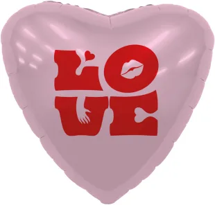 Р 19''/48  Сердце, LOVE, Розовый, 1 шт.   (Россия)