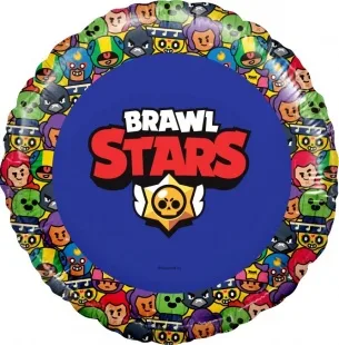 Р 18"46см Круг, Brawl Stars, Звездные бойцы, дизайн №3, Синий, 1 шт. в упак. (Россия)