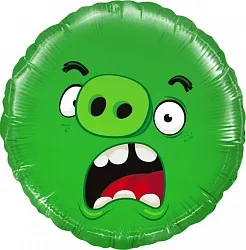Р 18"/46см Круг, Angry Birds,Зеленый, 1 шт.(Россия)