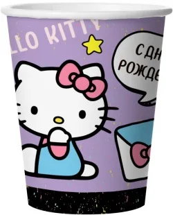 Стаканы (250 мл) Hello Kitty, С Днем Рождения!, Сиреневый, 6 шт.