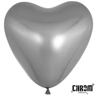 К 12"/30см Сердце Серебро, хром, 50 шт. (Китай)