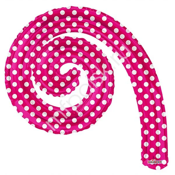 К 14"/36см Спираль PINK в горошек/1 шт./(Китай)