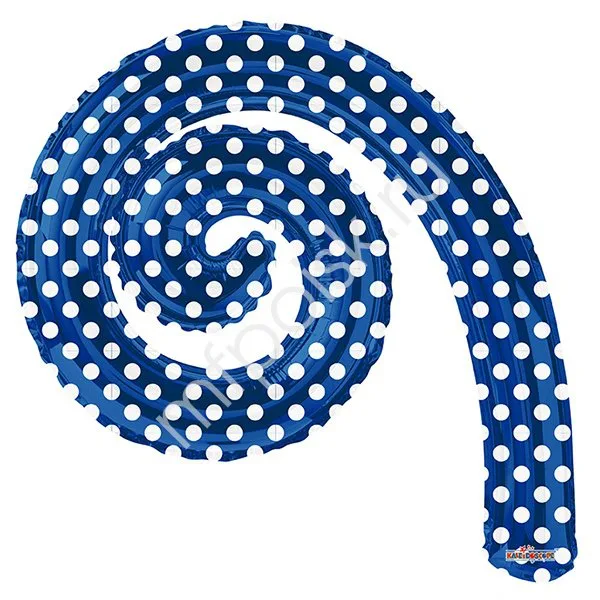 К 14"/36см Спираль ROYAL BLUE в горошек/1 шт./(Китай)