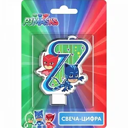 Свеча цифра "7" Герои в Масках 8 см/ 1 шт.