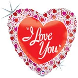 С 18"/46см Сердце Любовь Голография / Luci Love / 1 шт / (США)