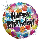 В 18 Шары С днем рождения Голография / Party Balloon Bithday / 1 шт / (США)