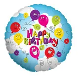 В 18 Улыбающиеся шары С днем рождения / Happy Balloons-Birthday / 1 шт / (США)