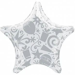 А 22"/55 Звезда Шары и Подарки Серебро / Festive Silver / 1 шт./ (США)