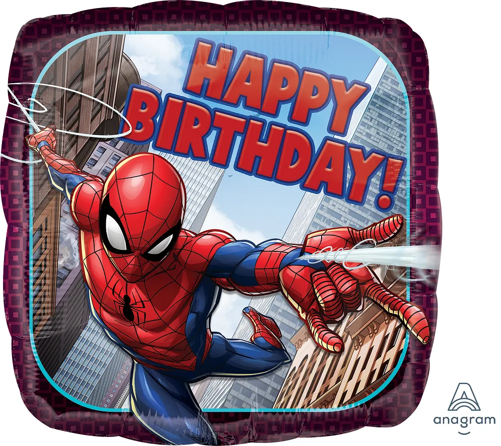 А 18" Квадрат, Человек Паук, Happy Birthday, 1 шт. в упак. (США)