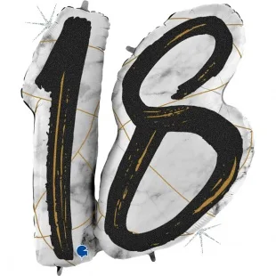 G (38''/97 см) Цифра, 18 Мрамор Калакатта, Черный, Голография, 1 шт.  /	Италия
