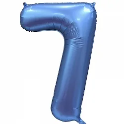 F 34"/86см Цифра "7" , Синий, Сатин, в упаковке, 1 шт. (Китай)