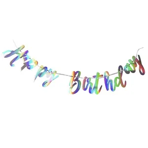 Гирлянда буквы Happy birthday голография 200см