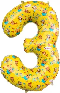 F 34"/86см Цифра, 3 Три Кота, Желтый, 1 шт. в упак.  (Китай)