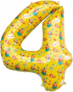 F 34"/86см Цифра, 4 Три Кота, Желтый, 1 шт. в упак. (Китай)