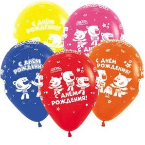 S 12"/30см Ми-Ми-Мишки С Днем рождения (3 дизайна),2, Ассорти, Пастель/ 50 шт./ (Колумбия)