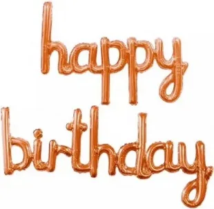 F 17"/43см  Надпись  "Happy Birthday, Коралловый, 1 шт. / Китай