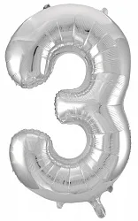 F 34"/86 см Цифра "3", Серебро/ 1 шт /(Китай)
