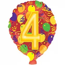 С 18"/46см Шар Цифра 4 / 1 шт./ (США)