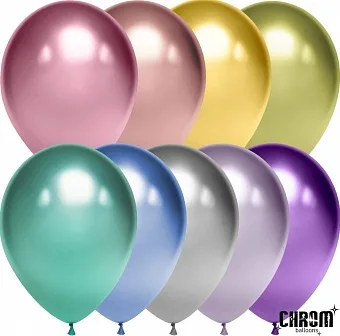 К 10"/25см Ассорти, 9 цветов, Хром, 50 шт.(Китай)