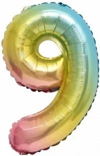 F 16''/41 см Мини-цифра, 9, Нежная радуга, Градиент, 1 шт. (Китай)