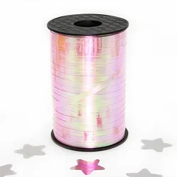 Лента Металлик (0,5 см*400 м) Северное сияние, Розовый, Голография/ (Китай)