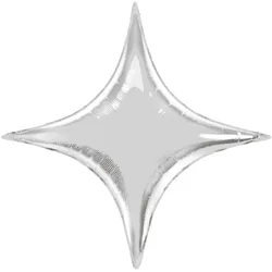 F 28''/71 см Звезда, 4х-конечная, Серебро, 1 шт.(Китай)