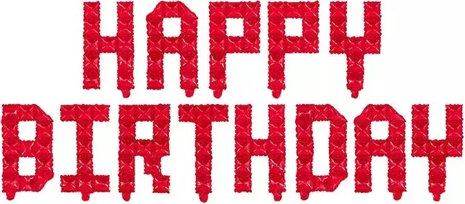 F 16"/41 см "Happy Birthday", Пиксели, Красный, 1 шт. в упак. / Китай