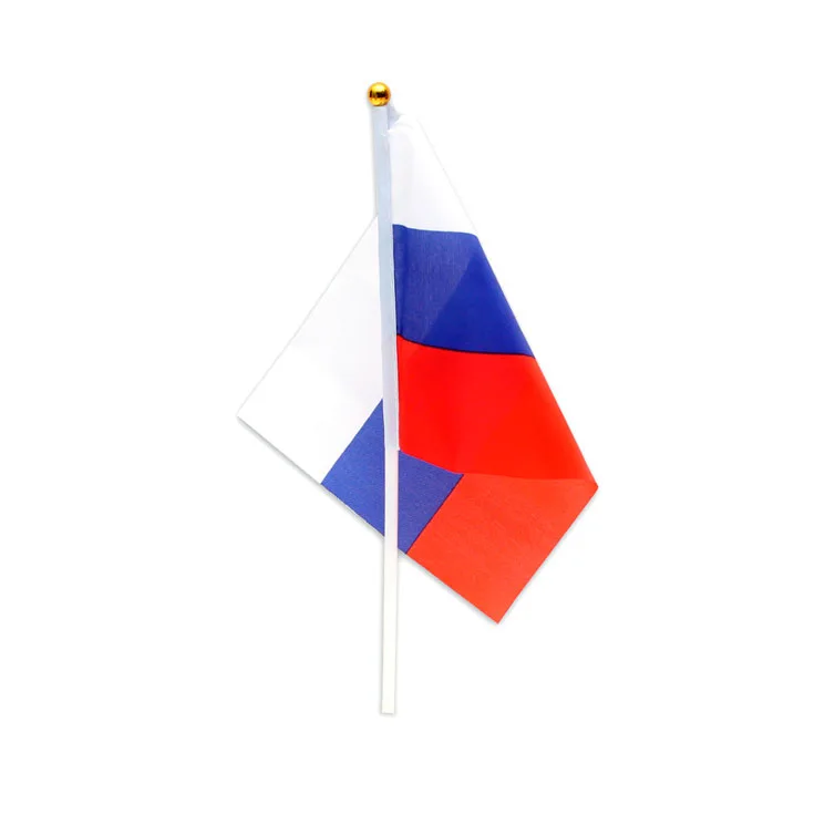 Флаг Россия с флагштоком 14*21 см