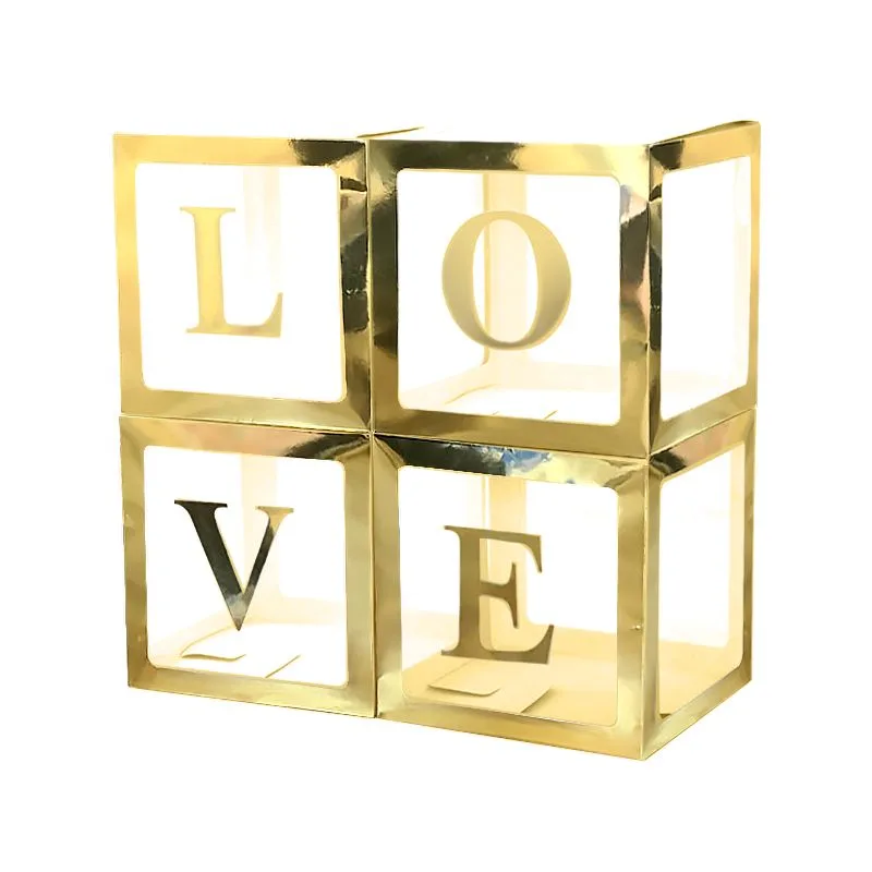 Набор коробок для шаров Love, Золото, Металлик, 30*30*30 см, 4 шт. в упак.